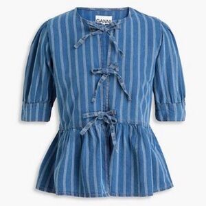 Ganni striped shirt size XS new without tags - blue and white stripes